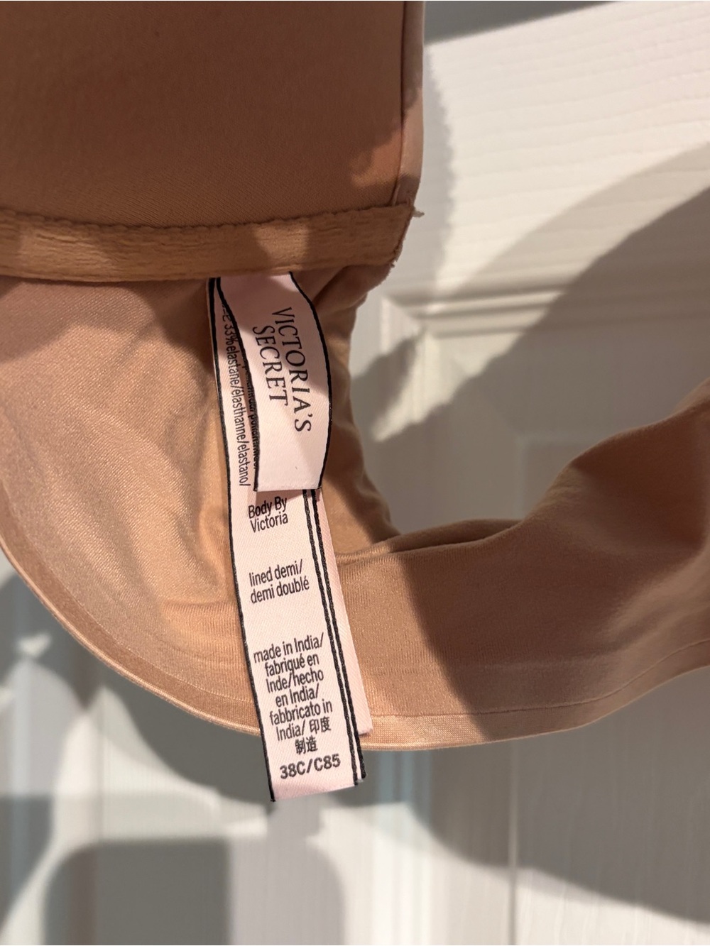 Victoria's Secret Body by Victoria Lined Demi Racerback Bra 38C Nude Front Clasp - Picture 3 of 4